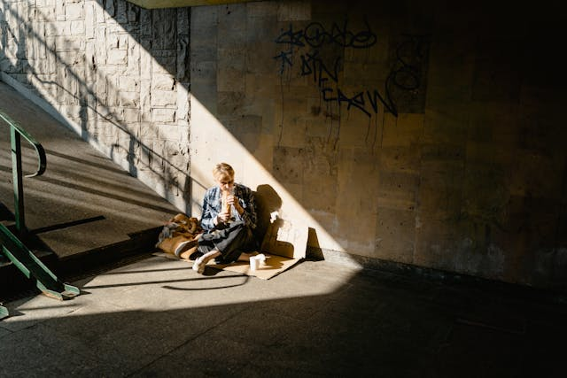 homeless in a stair