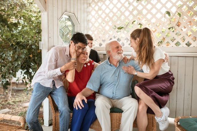 Families talking and expressing care with each other