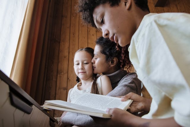 brother-and-sister-learning-with-their-mother