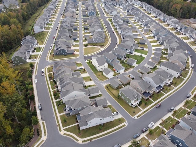 drone-shot-of-a-residential-area