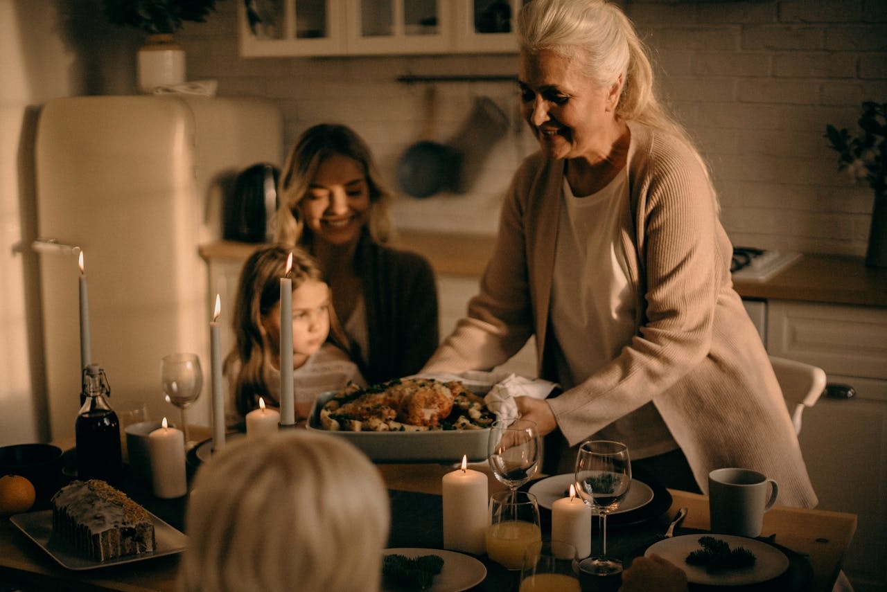 grandmother cooking for Christmas