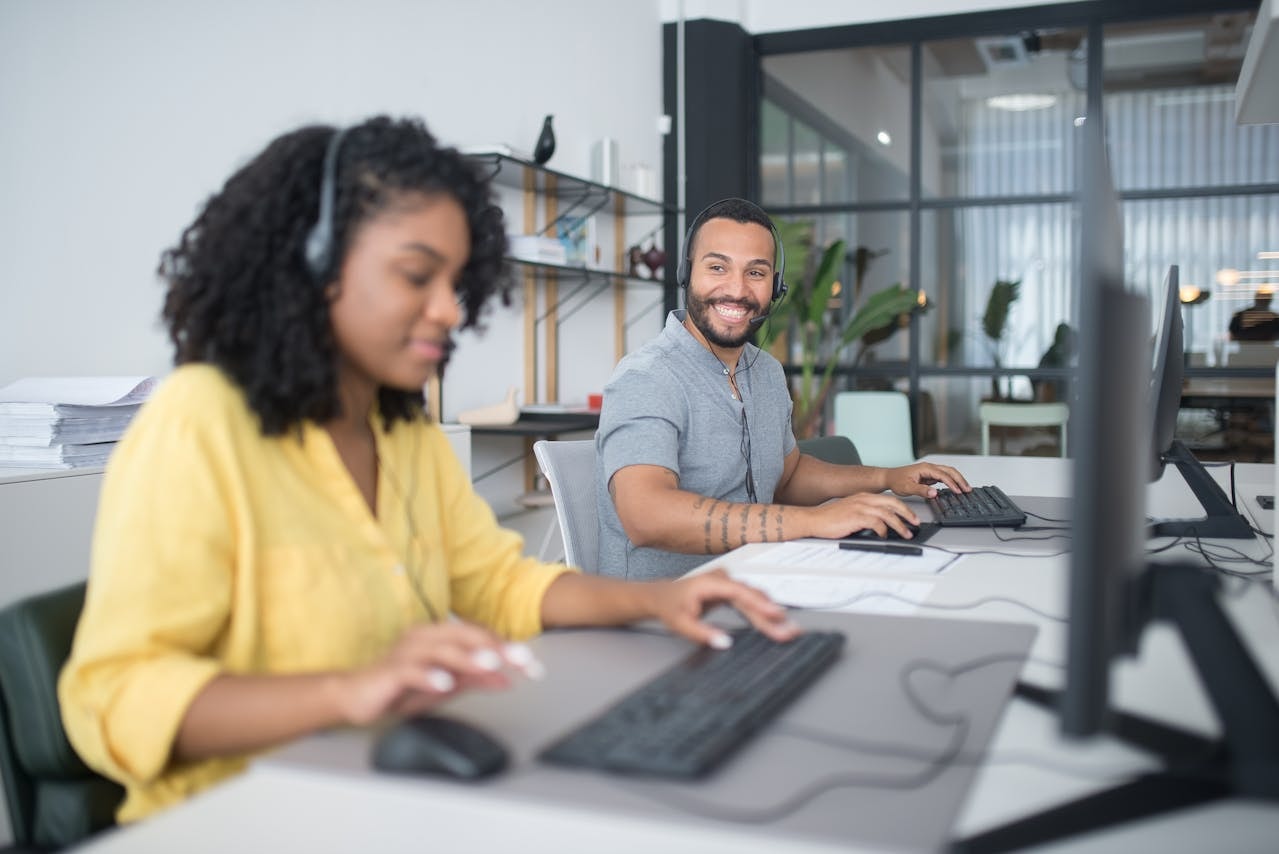 Man And Woman in a Call centre