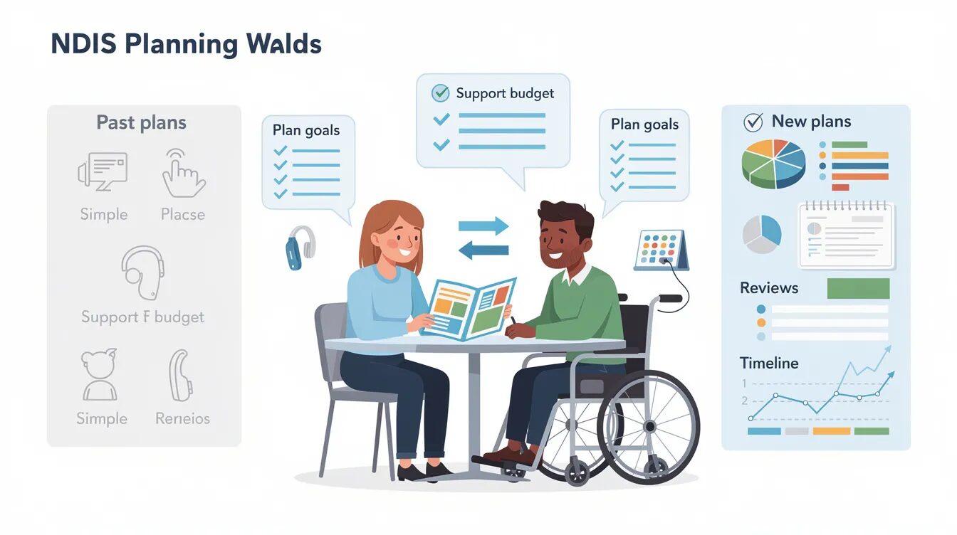 The image depicts a diverse group of individuals engaged in a discussion about the new NDIS planning changes, emphasizing the importance of a person-centered approach within the framework planning. Participants are sharing their experiences and feedback on the assessment process and the flexible funding options available under the national disability insurance scheme.